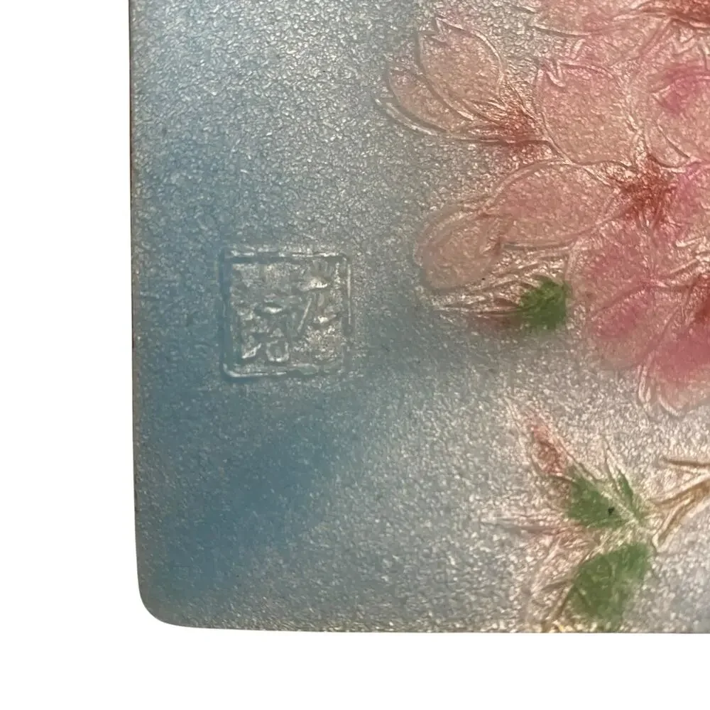 RARE Shippo Japanese Kishiro Cloisonne Enameled Tray Cherry Blosssoms Trinket